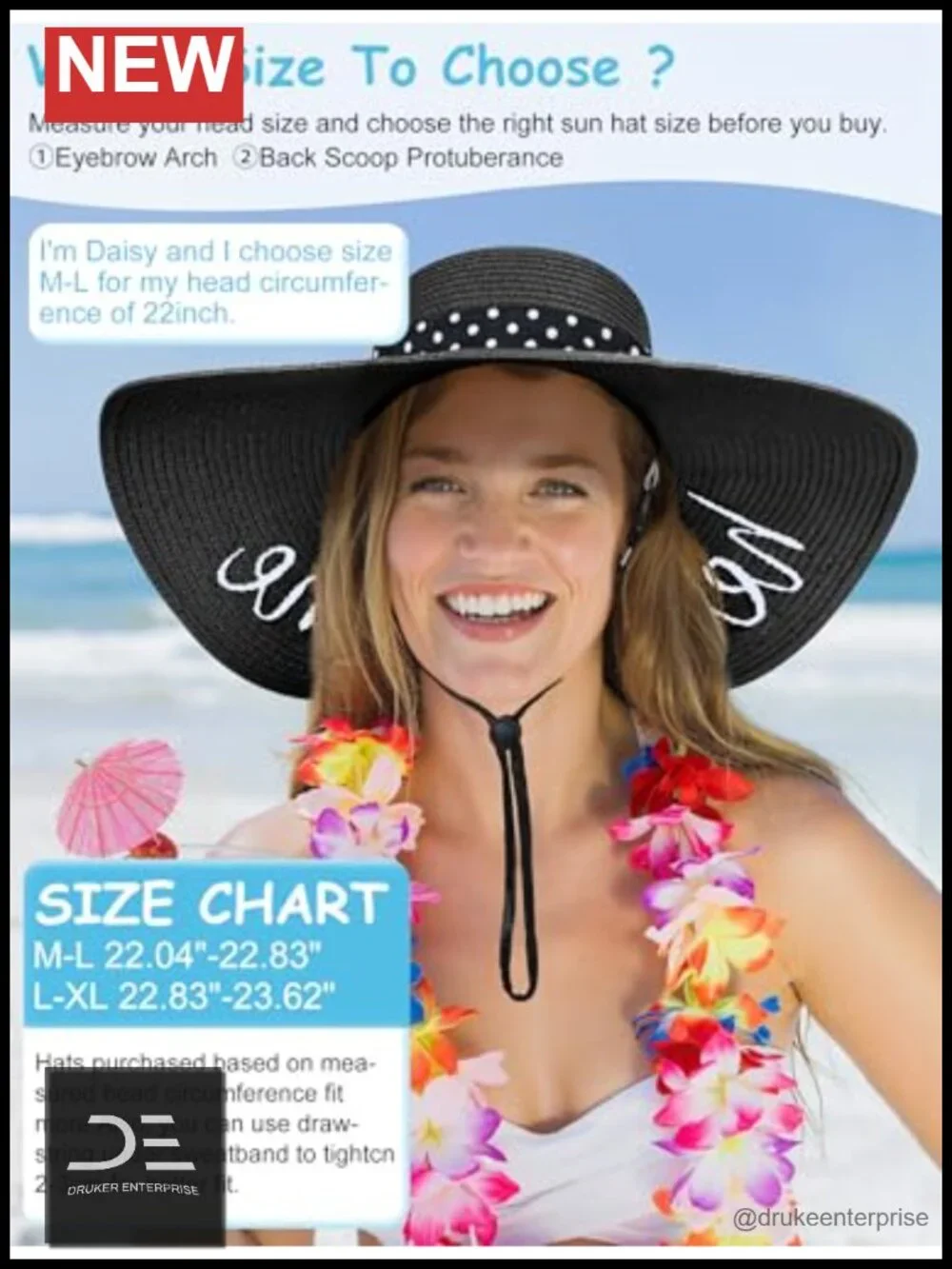 Floppy Straw Sun Hat Wide Brim Embroidered for Beach Vacation Cruise